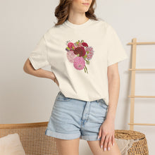 Load image into Gallery viewer, Dahlia Bouquet T-Shirt — Hand drawn art Flower Graphic Tee