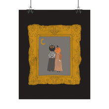 Load image into Gallery viewer, Halloween Vintage Portrait Poster — Pumpkin & Cat Friends Matte Print