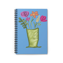 Load image into Gallery viewer, Floral Vase Spiral Notebook — Bright Blue Ruled Journal for Notes & Gifts