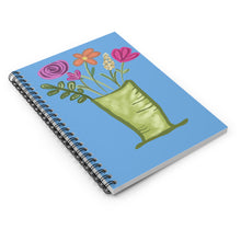 Load image into Gallery viewer, Floral Vase Spiral Notebook — Bright Blue Ruled Journal for Notes & Gifts