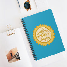 Load image into Gallery viewer, Sunshine Makes Me Happy Spiral Notebook — Bright Blue Ruled Journal