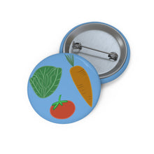 Load image into Gallery viewer, Vegetable Garden Pin Button — Tomato, Carrot & Lettuce Enamel-Style Badge