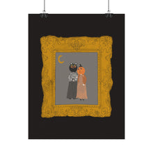 Load image into Gallery viewer, Halloween Vintage Portrait Poster — Pumpkin & Cat Friends Matte Print