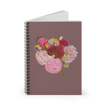 Load image into Gallery viewer, Floral Bouquet Spiral Notebook — Pink Dahlias on Mauve Ruled Journal