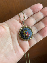 Load image into Gallery viewer, Floral Hand Embroidered corduroy Necklace