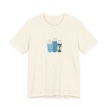 Load image into Gallery viewer, Vintage Coffee Flask Trio Graphic Tee — Minimal Blue Travel Mug Shirt