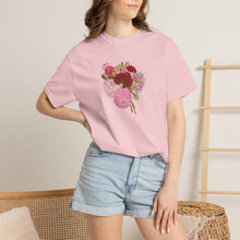 Load image into Gallery viewer, Dahlia Bouquet T-Shirt — Hand drawn art Flower Graphic Tee