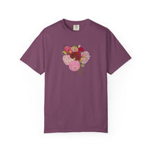 Load image into Gallery viewer, Dahlia Bouquet T-Shirt — Hand drawn art Flower Graphic Tee