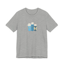 Load image into Gallery viewer, Vintage Coffee Flask Trio Graphic Tee — Minimal Blue Travel Mug Shirt