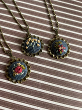 Load image into Gallery viewer, Floral Hand Embroidered corduroy Necklace