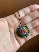 Load image into Gallery viewer, Floral Hand Embroidered corduroy Necklace