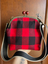 Load image into Gallery viewer, Large Red and Black Buffalo Plaid Flannel Crossbody Clutch Bag