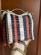 Load image into Gallery viewer, Halloween stripe canvas clutch bag with Tim Holtz fabric
