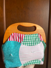 Load image into Gallery viewer, Vintage Quilt Clutch Bag with Wooden Handle Frame