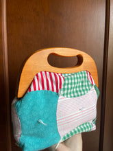 Load image into Gallery viewer, Vintage Quilt Clutch Bag with Wooden Handle Frame