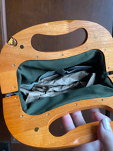 Load image into Gallery viewer, Vintage Quilt Clutch Bag with Wooden Handle Frame