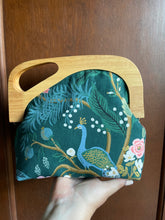 Load image into Gallery viewer, Blue peacock Vintage style Wooden Frame Clutch
