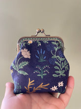 Load image into Gallery viewer, Navy and Floral Rifle Paper Co. Canvas Fabric Coin Purse