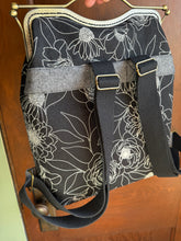 Load image into Gallery viewer, Large Black Fine Line Floral Backpack Clutch Bag