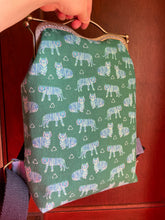 Load image into Gallery viewer, Small Backpack Clutch Bag in Blue Tiger Canvas