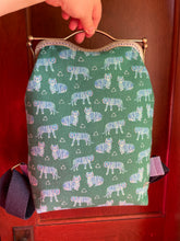 Load image into Gallery viewer, Small Backpack Clutch Bag in Blue Tiger Canvas