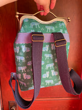 Load image into Gallery viewer, Small Backpack Clutch Bag in Blue Tiger Canvas