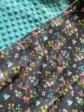 Load image into Gallery viewer, Woodland Fawn Cotton and Minky Blanket