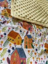 Load image into Gallery viewer, Little Yellow Houses Flannel and Yellow Minky Blanket