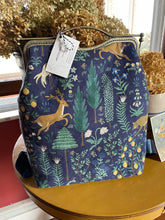 Load image into Gallery viewer, Women’s Large Navy Rifle Paper Co. Canvas Backpack Clutch Bag