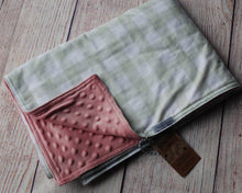 Load image into Gallery viewer, Sage Gingham Blanket