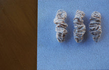 Load image into Gallery viewer, Cranberry and Blue Grid Scrunchie Clip