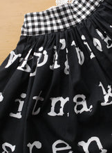 Load image into Gallery viewer, Hazel Skirt Size 5 Black and White lettering print