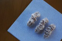 Load image into Gallery viewer, Cranberry and Blue Grid Scrunchie Clip