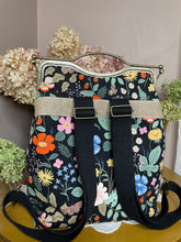 Load image into Gallery viewer, Black Floral Large Backpack Clutch Bag