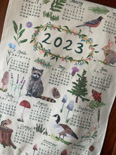 Load image into Gallery viewer, Woodland Linen Tea Towel 2023 Calendar