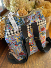 Load image into Gallery viewer, Women’s Backpack Clutch Bag in Rifle Paper Co. Wonderland Canvas