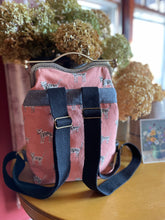 Load image into Gallery viewer, Pink Canvas Cat Print Backpack Clutch Bag