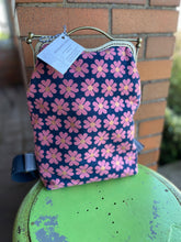 Load image into Gallery viewer, Navy + Pink Daisy Canvas Small Backpack Clutch