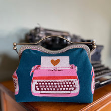 Load image into Gallery viewer, Women’s typewriter clutch/teal