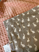 Load image into Gallery viewer, Gray Bunny Cotton and Minky Blanket