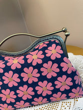 Load image into Gallery viewer, Women’s Navy/pink floral canvas Clutch Bag