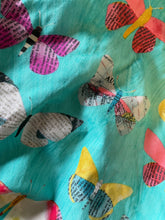 Load image into Gallery viewer, Blue Butterfly Cotton and Minky blanket