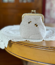 Load image into Gallery viewer, Hand stitched Bee Coin Purse