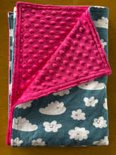 Load image into Gallery viewer, Happy Clouds Flannel and Minky Blanket