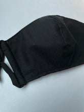 Load image into Gallery viewer, Child size black cat face mask/black reverse side