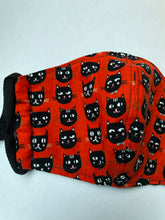 Load image into Gallery viewer, Child size black cat face mask/black reverse side