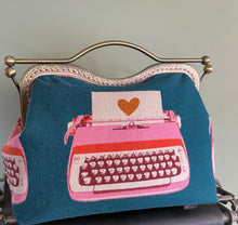 Load image into Gallery viewer, Women’s typewriter clutch/teal