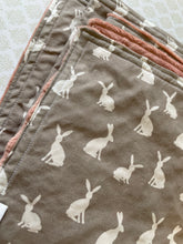 Load image into Gallery viewer, Gray Bunny Cotton and Minky Blanket