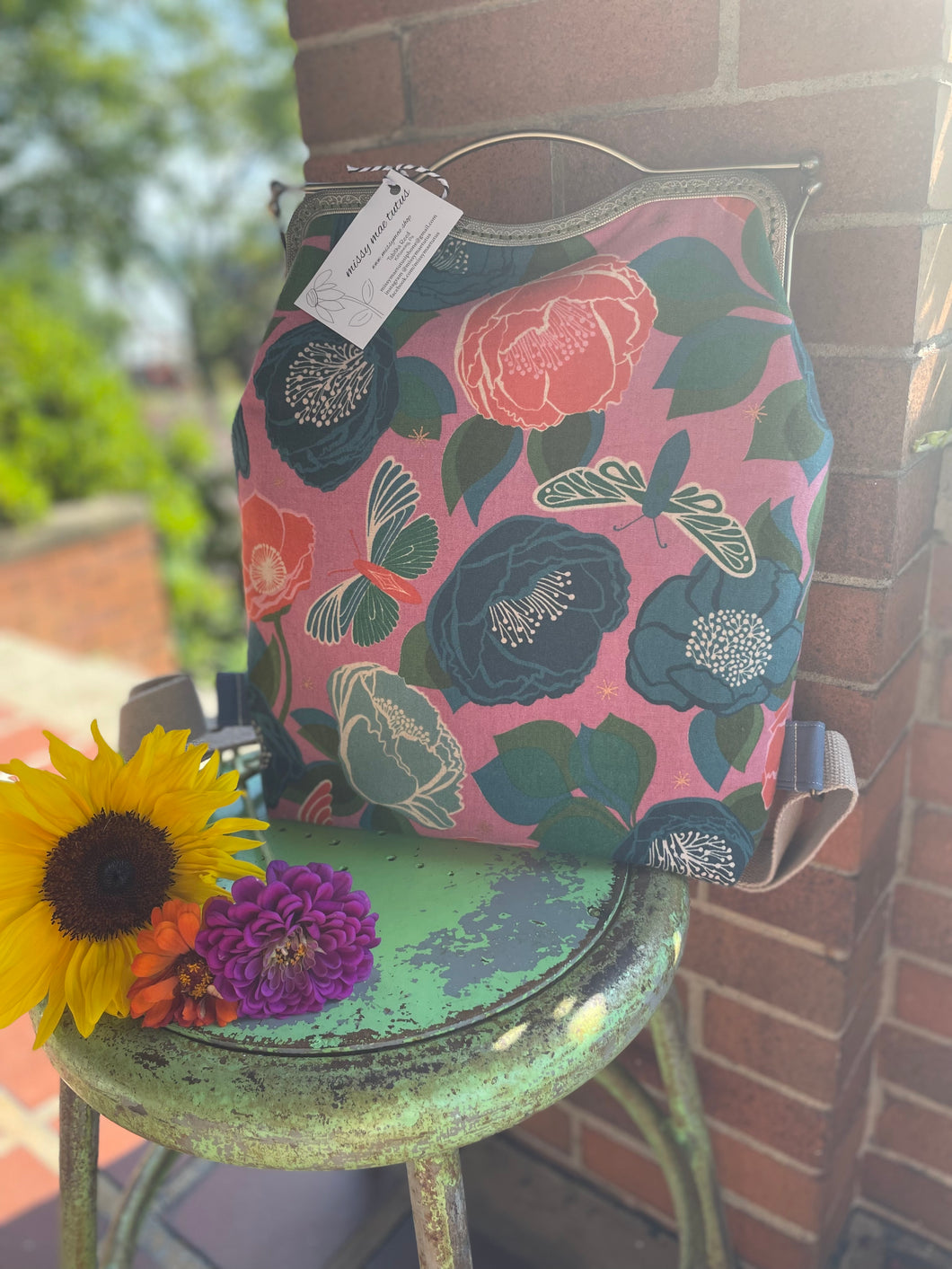 Large Floral and Butterfly Backpack Clutch Bag-Ruby star Society