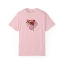 Load image into Gallery viewer, Dahlia  Bouquet T-Shirt — Hand drawn art  Flower Graphic Tee
